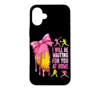 Custodia per iPhone 16 Plus Ti aspetterò a casa Partita di softball Coquette Bow