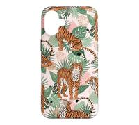 Custodia per iPhone 16 Plus Tiger in Tropical Palms Safari Theme