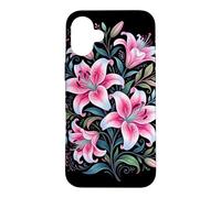 Custodia per iPhone 16 Plus Tiger Lilies Blue White Pink Summer Spring Flowers Lily Buds
