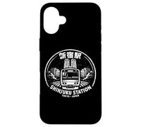 Custodia per iPhone 16 Plus Timbro della stazione ferroviaria di Shinjuku Otaku Souvenir giapponese Kanji