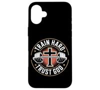 Custodia per iPhone 16 Plus Train Hard Trust God Fitness Cristiano Palestra