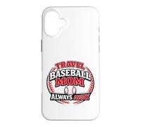 Custodia per iPhone 16 Plus Travel Baseball Mom Always Away Divertente Sport Mamma