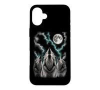 Custodia per iPhone 16 Plus Tre lupi che ululano alla luna Wildlife Wolf Pack Outdoor