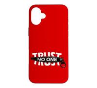 Custodia per iPhone 16 Plus Trust No One Cool Motivational Illustration Graphic Quotes