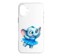Custodia per iPhone 16 Plus Tutu blu ballerina elefante carino bambino