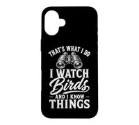 Custodia per iPhone 16 Plus Uccello divertente con scritta "I Watch Birds And I Know Things Birdwatcher
