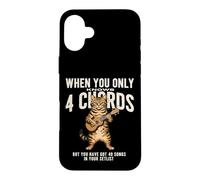 Custodia per iPhone 16 Plus Ukulele divertente gatto quattro accordi musicista