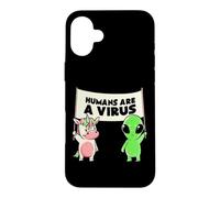 Custodia per iPhone 16 Plus Umani e un virus Alien & Cow Cute Buddies Banner EduEly