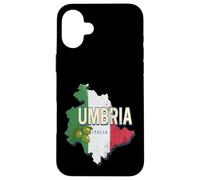 Custodia per iPhone 16 Plus Umbria Italia Regione retrò Mappa Vintage Souvenir