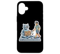 Custodia per iPhone 16 Plus Umorismo futuristico del codificatore di robot - Codifica per il potere