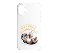 Custodia per iPhone 16 Plus Umorismo lontra esausto carino pigro stanco lontra