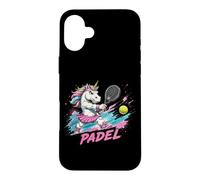 Custodia per iPhone 16 Plus Unicorno Forte E Padel - Padel Divertente - Tennis Padel -