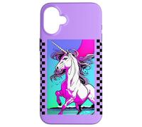 Custodia per iPhone 16 Plus Unicorno surf retrò anni '90