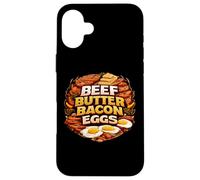 Custodia per iPhone 16 Plus Uova di pancetta al burro di manzo Dieta carnivora Chetogenica Fan