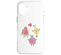 Custodia per iPhone 16 Plus Valentine Raspberry Lemon Anguria Cuore Love Red Fun Tee