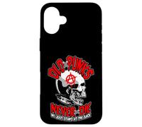 Custodia per iPhone 16 Plus Vecchi punk non muoiono mai punk rock musica mohawk teschio