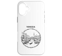 Custodia per iPhone 16 Plus Venezia Italia Schizzo Rialto Ponte Gondola Art