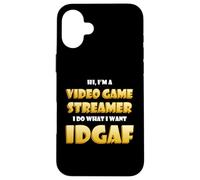 Custodia per iPhone 16 Plus Video Game Streamer IDGAF Costume Gaming IRL Streaming Games