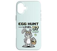 Custodia per iPhone 16 Plus Videogioco di Caccia all'uovo del coniglietto pasquale del giocatore livello 67