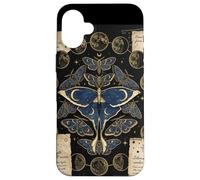 Custodia per iPhone 16 Plus Vintage Luna Moth Fase Lunare Celeste Occulto