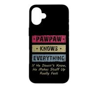 Custodia per iPhone 16 Plus Vintage Pawpaw Knows Everything Dad Father Father's Day