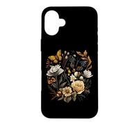Custodia per iPhone 16 Plus Vintage Pressed Flowers Butterflies Floral Boho Wildflowers