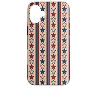 Custodia per iPhone 16 Plus Vintage Rustico Stripe Pattern American Patriotic USA Stars