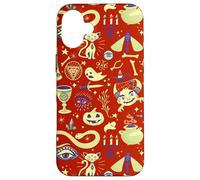 Custodia per iPhone 16 Plus Vintage Witchy Halloween Pattern Boho Spooky Tarocchi Design