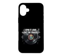 Custodia per iPhone 16 Plus Vinyl Record Collector Spin It Loud Love The Crackle