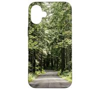 Custodia per iPhone 16 Plus Vista panoramica della natura degli alberi alti della strada della foresta