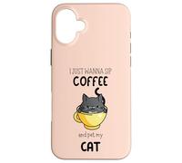 Custodia per iPhone 16 Plus Voglio solo sorseggiare un caffè e accarezzare il mio gatto - Divertente amante dei gatti