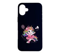 Custodia per iPhone 16 Plus Volano da badminton unicorno arcobaleno Kawaii ragazze
