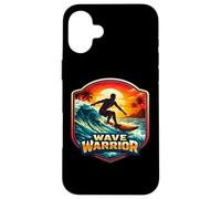 Custodia per iPhone 16 Plus Wave Warrior Surfer Citazione Amante Surf Board Ocean Fun
