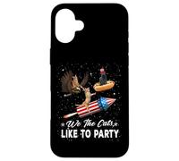 Custodia per iPhone 16 Plus We The Cats Like To Party American Cat 4th Of July Patriotic