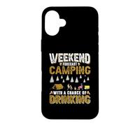 Custodia per iPhone 16 Plus Weekend Forecast Camping With A Change Of Drinking Camper