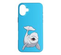 Custodia per iPhone 16 Plus White Baby Whale Beluga White Whale Marine Mammifero Bambini