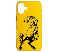 Custodia per iPhone 16 Plus Wild Mustang allevamento cavallo Stencil Art equestre uomini