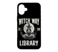 Custodia per iPhone 16 Plus Witch Way to the Library Libro spettrale di Halloween Witch Lover