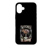 Custodia per iPhone 16 Plus Witches Be Sippin Witch, cocktail retrò per Halloween