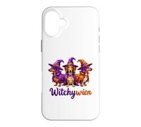 Custodia per iPhone 16 Plus Witchy Halloween WitchyWien Dachshund Dogs In Witch Hat