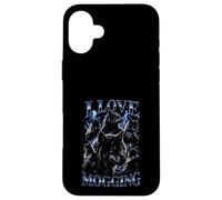 Custodia per iPhone 16 Plus Wolf Love Mogging Divertente Gen-Z Meme