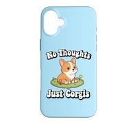 Custodia per iPhone 16 Plus Womens Girls Kawaii Meme No Thoughts Just Corgis Dog Lover