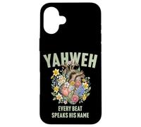 Custodia per iPhone 16 Plus Yahweh Boho floreale umano anatomico cuore ebraico ebraico