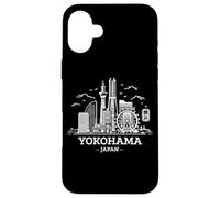 Custodia per iPhone 16 Plus Yokohama Skyline Anime Manga Kanji Giappone Otaku Souvenir