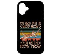 Custodia per iPhone 16 Plus You Mess With The Meow You Get The Peow Funny Cat With Gun