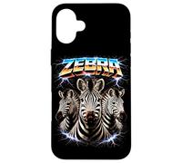 Custodia per iPhone 16 Plus Zebra Heavy Metal Concerto di musica Animal Rock N Roll anni '80