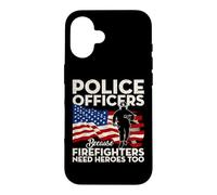 Custodia per iPhone 16 Police Officers Because Firefighters Need Heroes USA Flag