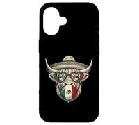 Custodia per iPhone 16 Poncho mucca messicana Highland Cinco De Mayo Fiesta Sombrero