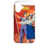Custodia per iPhone 16 Poster di propaganda della Corea del Nord, divertente