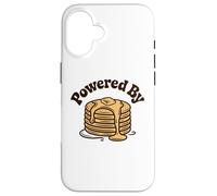 Custodia per iPhone 16 Powered by Pancakes Breakfast Energy Funny Design Tee Pop!!